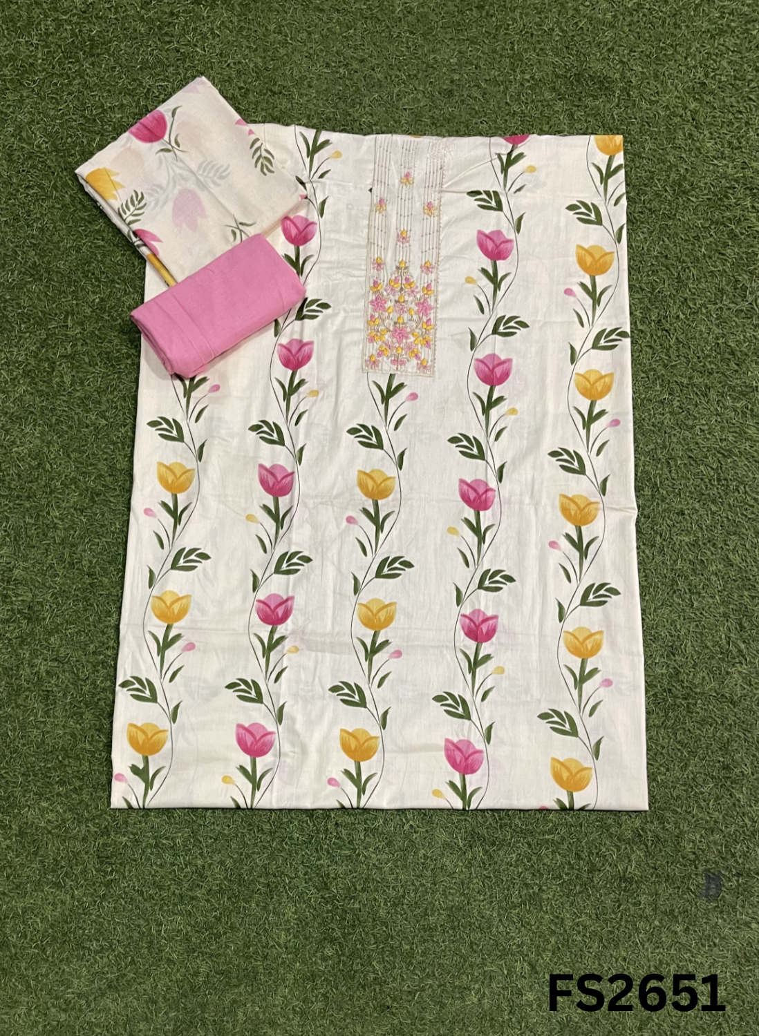 FS2651 | OFF WHITE | Cotton Suit | Casual wear  | Summer Suits | Regular  wear