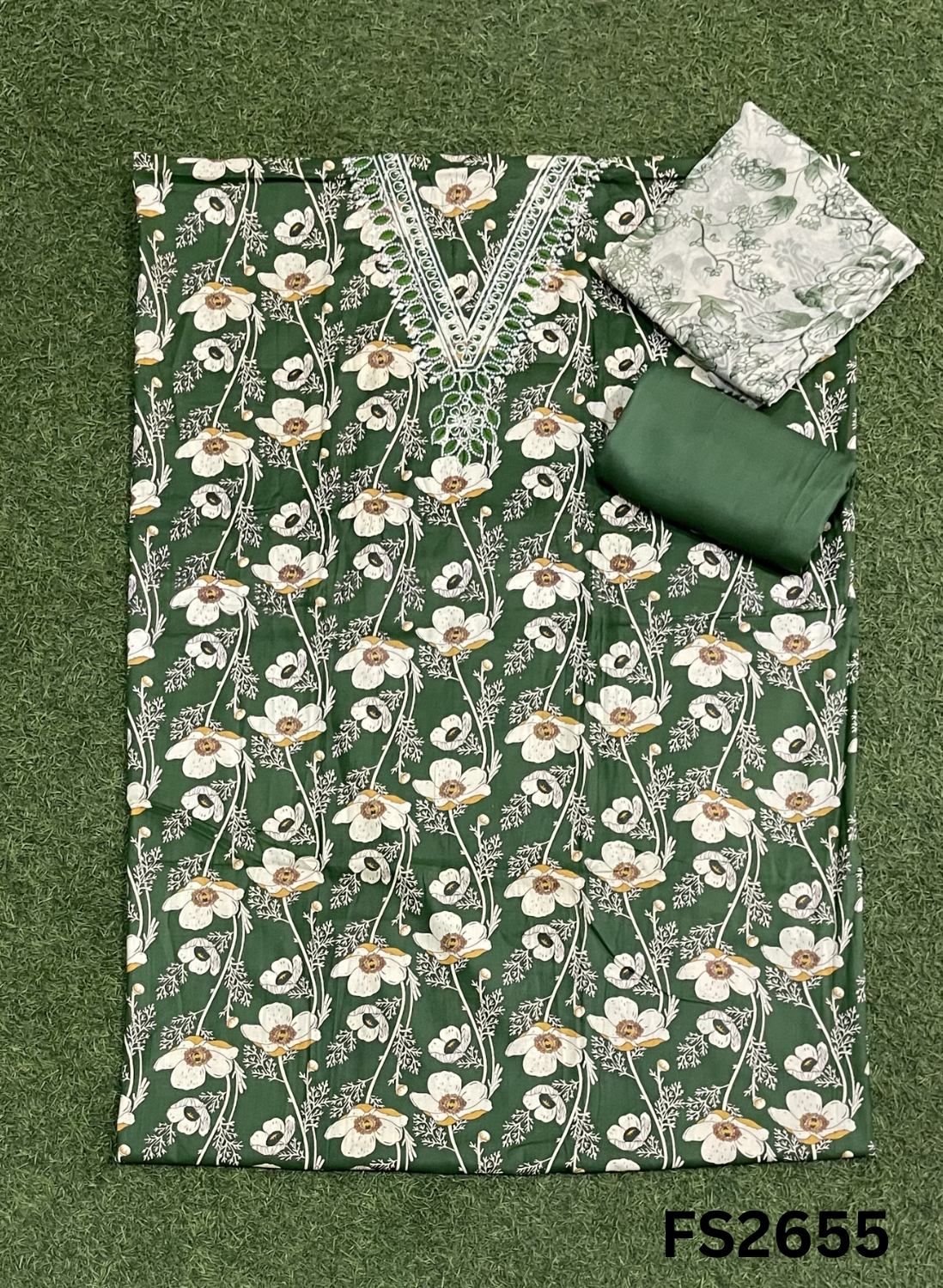 FS2655 | GREEN | Cotton Suit | Casual wear  | Summer Suits | Regular wear