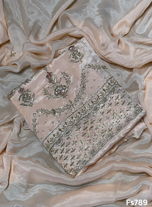 FS789 | Peach | Crepe Suit | Wedding | Party Wear | Ring Ceremony | Festival Suit | Allover suit | F9JAAA
