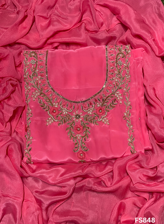 FS848 | Pink | Crepe Suit | Wedding | Party Wear | Ring Ceremony | Festival Suit | Allover suit |