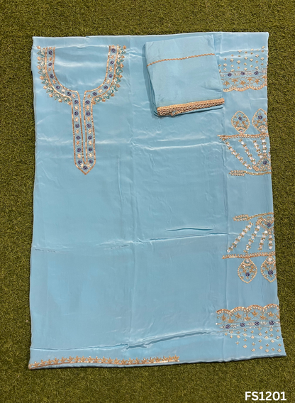FS1201 | Sky-Blue | Crepe Suit | Party Wear | Wedding | Jaggo | Ring Ceremony | Festival