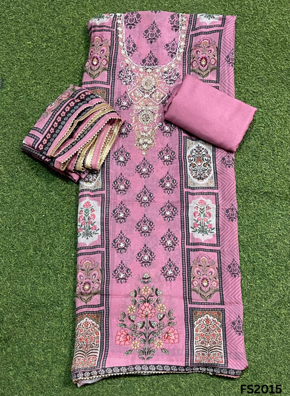 FS2015 | Pink | Crepe Suit | Hand-Work | Party Wear | Wedding | Ring Ceremony | Festival | Bridal Suit