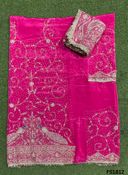 FS1812 | Hot-Pink | Crepe Suit | Hand-Work | Party Wear | Wedding | Ring Ceremony | Festival | Bridal Suit