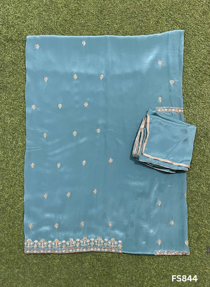 FS844 | Sea-Green | Crepe Suit | Wedding | Party Wear | Ring Ceremony | Festival Suit | Jaggo Suit |