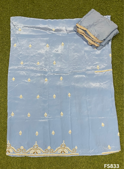 FS833 | Sky-Blue | Crepe Suit | Wedding | Party Wear | Ring Ceremony | Festival Suit | Allover suit | F9DAAA