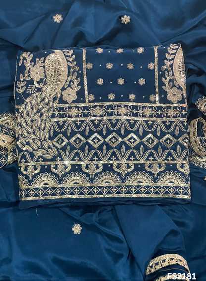 FS2182 | Peacock | Crepe Suit | Kurti-Lehnga | Party Wear | Wedding | Jaggo | Ring Ceremony | Festival