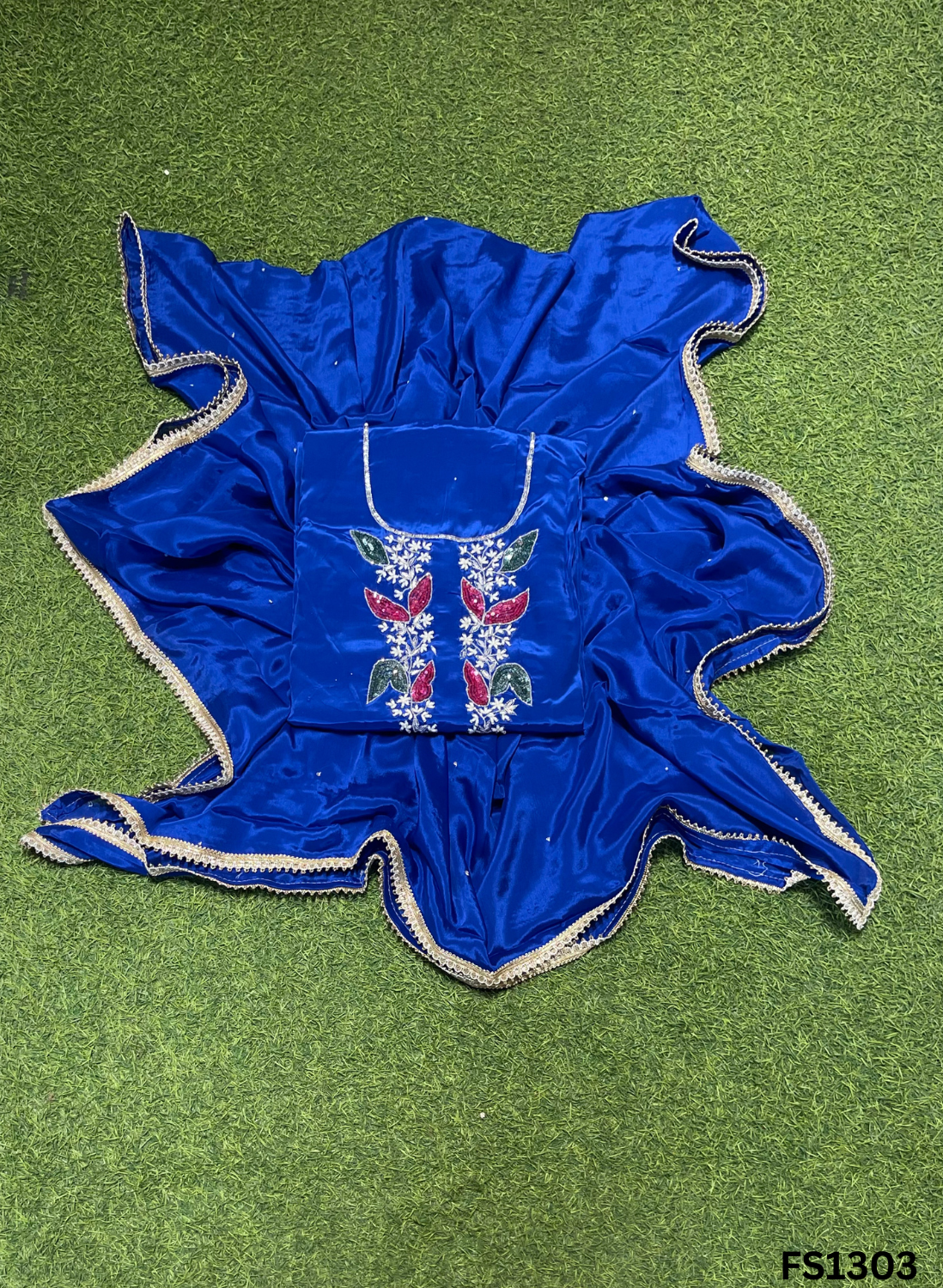 FS1303 | Royal Blue | Crepe Suit | Pearl Work | Party Wear | Wedding | Ring Ceremony | Festival