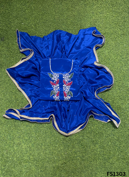 FS1303 | Royal Blue | Crepe Suit | Pearl Work | Party Wear | Wedding | Ring Ceremony | Festival