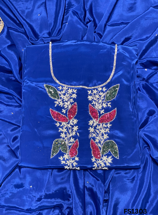 FS1303 | Royal Blue | Crepe Suit | Pearl Work | Party Wear | Wedding | Ring Ceremony | Festival