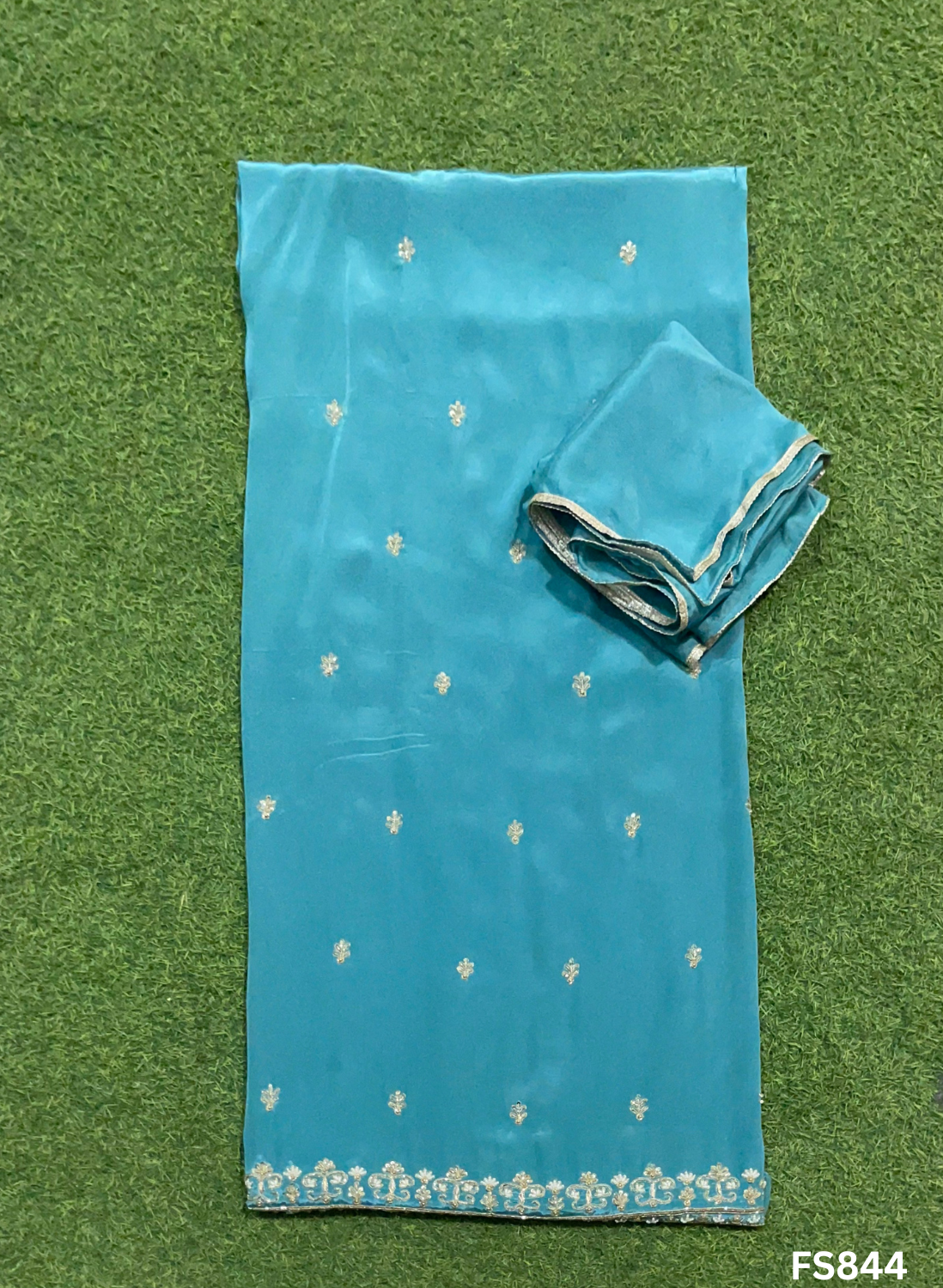 FS844 | Sea-Green | Crepe Suit | Wedding | Party Wear | Ring Ceremony | Festival Suit | Jaggo Suit |