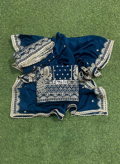 FS2182 | Peacock | Crepe Suit | Kurti-Lehnga | Party Wear | Wedding | Jaggo | Ring Ceremony | Festival