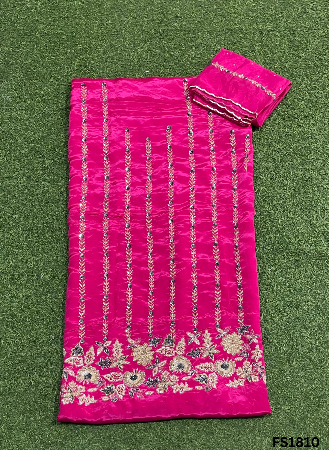 FS1810 | Hot-Pink | Crepe Suit | Hand-Work | Party Wear | Wedding | Ring Ceremony | Festival | Bridal Suit