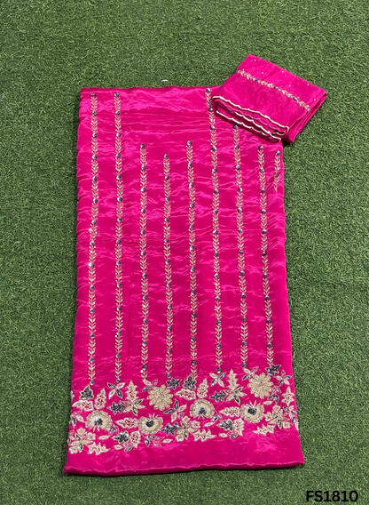 FS1810 | Hot-Pink | Crepe Suit | Hand-Work | Party Wear | Wedding | Ring Ceremony | Festival | Bridal Suit