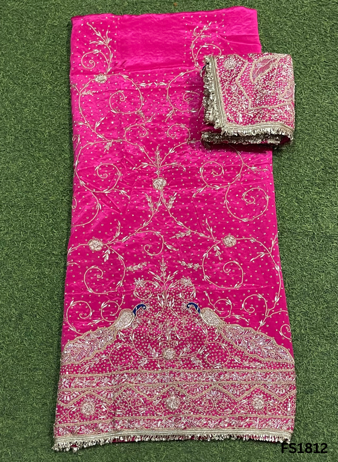 FS1812 | Hot-Pink | Crepe Suit | Hand-Work | Party Wear | Wedding | Ring Ceremony | Festival | Bridal Suit
