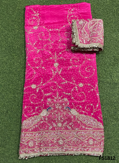 FS1812 | Hot-Pink | Crepe Suit | Hand-Work | Party Wear | Wedding | Ring Ceremony | Festival | Bridal Suit