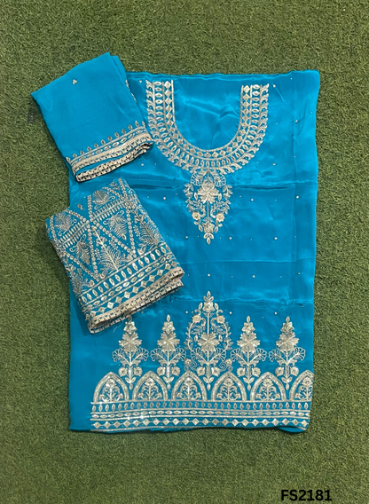 FS2181 | Firozi | Crepe Suit | Kurti-Lehnga | Party Wear | Wedding | Jaggo | Ring Ceremony | Festival