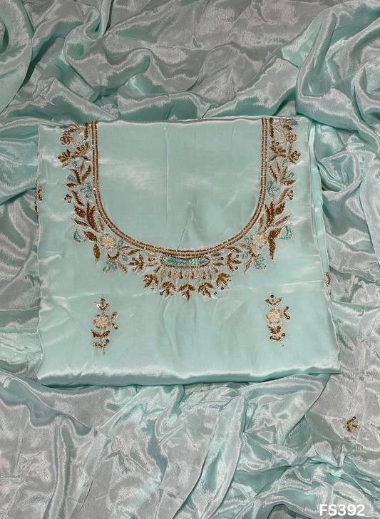 FS392 | Light Sky-Blue | Crepe | Suit | Wedding | Party Wear | Ring Ceremony | Festival Suit