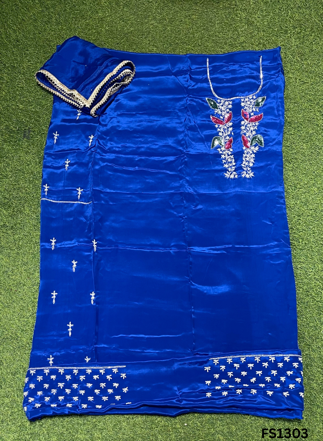 FS1303 | Royal Blue | Crepe Suit | Pearl Work | Party Wear | Wedding | Ring Ceremony | Festival