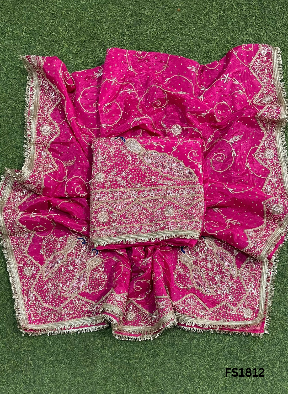 FS1812 | Hot-Pink | Crepe Suit | Hand-Work | Party Wear | Wedding | Ring Ceremony | Festival | Bridal Suit