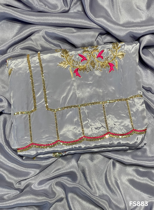 FS883 | Light Sky | Crepe Suit | Wedding | Party Wear | Ring Ceremony | Festival Suit | Allover suit | F9DAAA