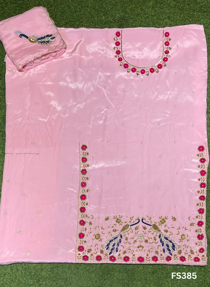 FS385 | Baby-Pink | Crepe | Suit | Wedding | Party Wear | Ring Ceremony | Festival Suit