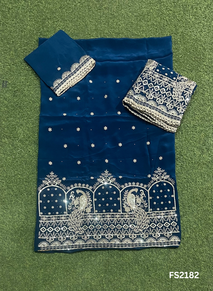 FS2182 | Peacock | Crepe Suit | Kurti-Lehnga | Party Wear | Wedding | Jaggo | Ring Ceremony | Festival