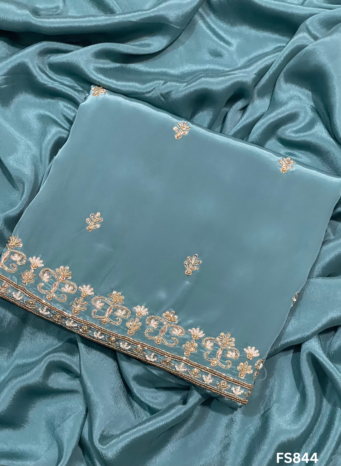 FS844 | Sea-Green | Crepe Suit | Wedding | Party Wear | Ring Ceremony | Festival Suit | Jaggo Suit |