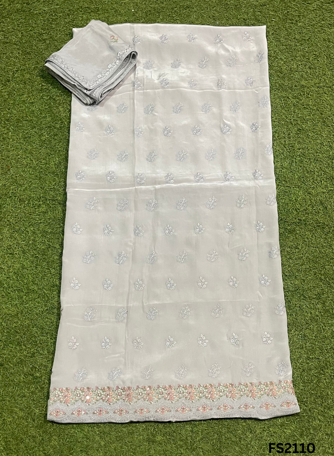 FS2110 | Grey | Crepe Suit | Hand-Work | Party Wear | Wedding | Ring Ceremony | Festival | Bridal Suit