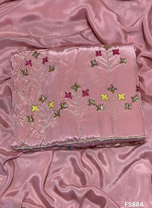 FS884 |Baby-Pink | Crepe Suit | Wedding | Party Wear | Ring Ceremony | Festival Suit | Allover suit | F9DAAA