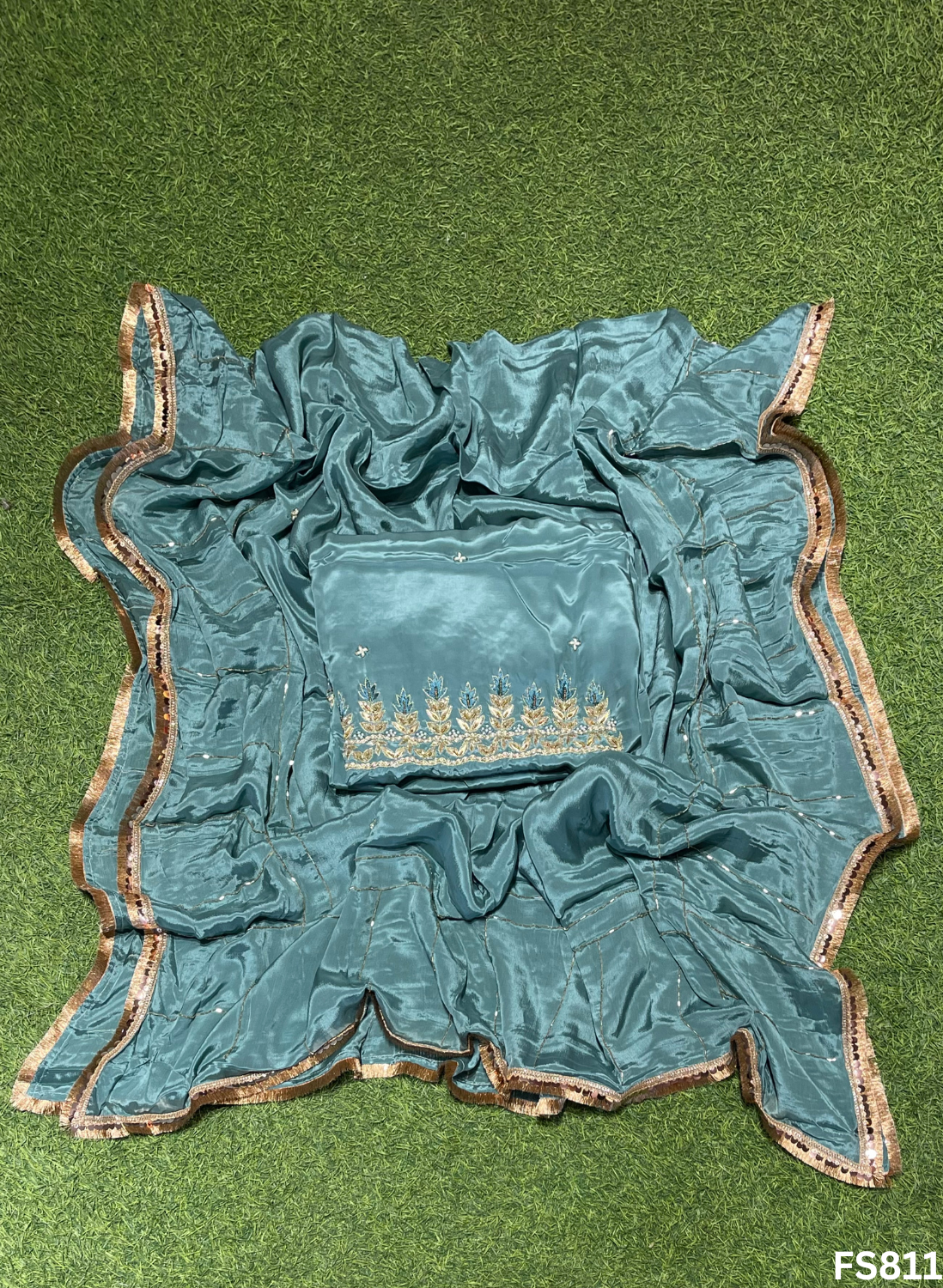 FS811 | Sea-Green | Crepe Suit | Wedding | Party Wear | Ring Ceremony | Festival Suit | Allover suit | F9HAAA