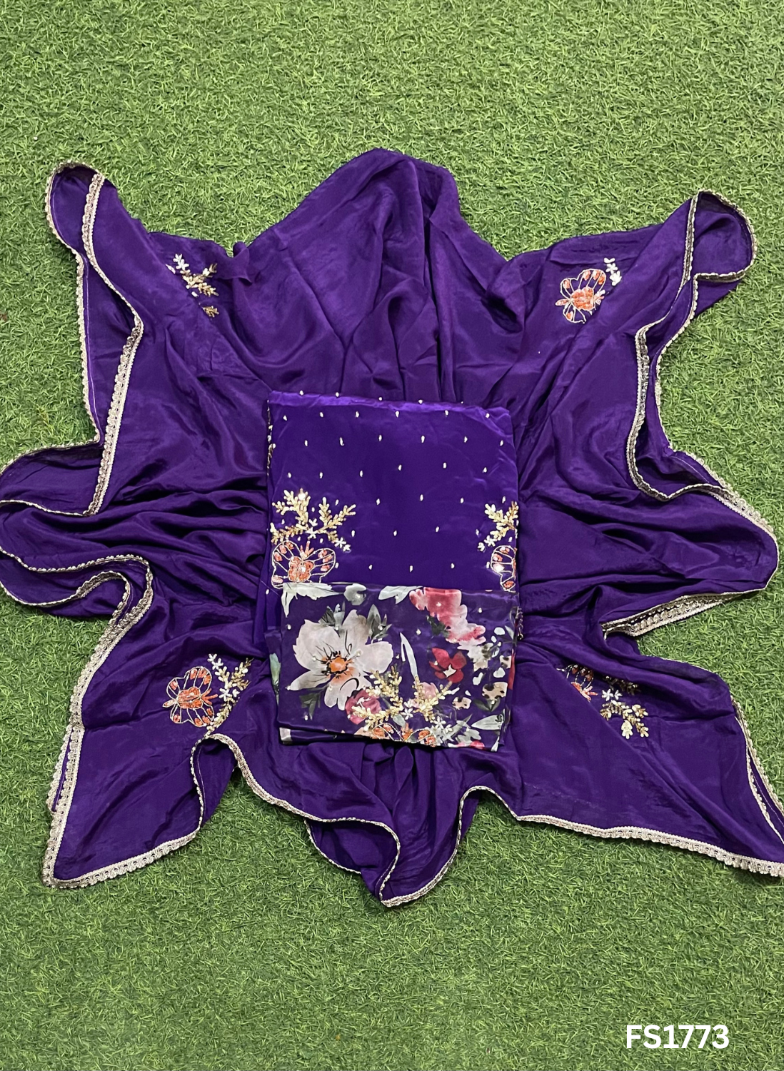 FS1773 | Purple | Crepe Suit | Hand-Work | Party Wear | Wedding | Ring Ceremony | Festival | Bridal Suit