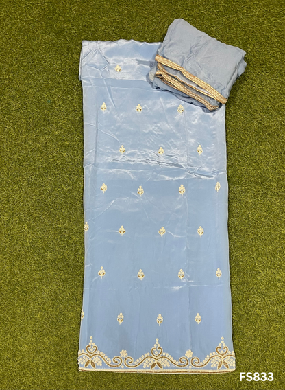 FS833 | Sky-Blue | Crepe Suit | Wedding | Party Wear | Ring Ceremony | Festival Suit | Allover suit | F9DAAA