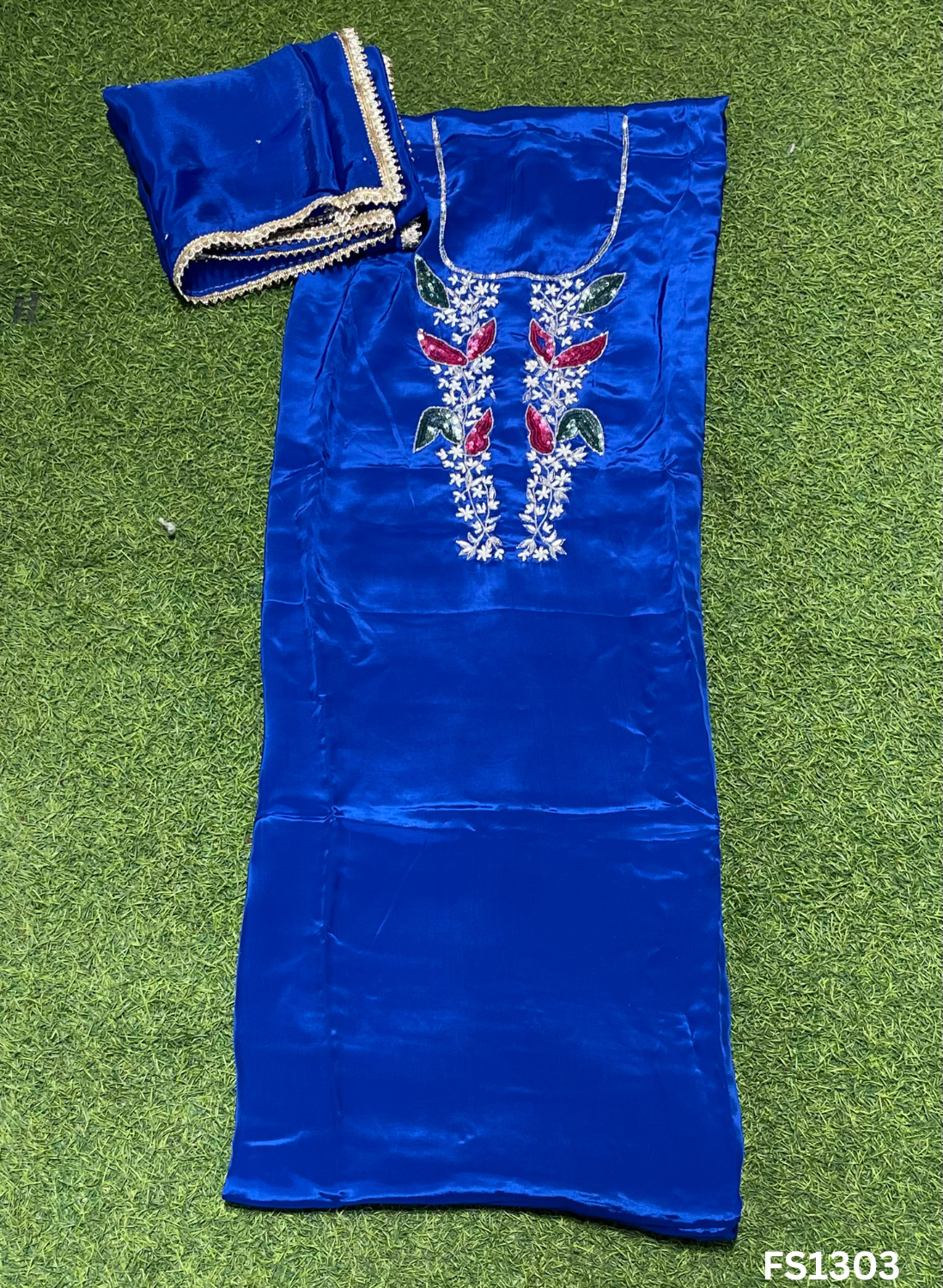 FS1303 | Royal Blue | Crepe Suit | Pearl Work | Party Wear | Wedding | Ring Ceremony | Festival