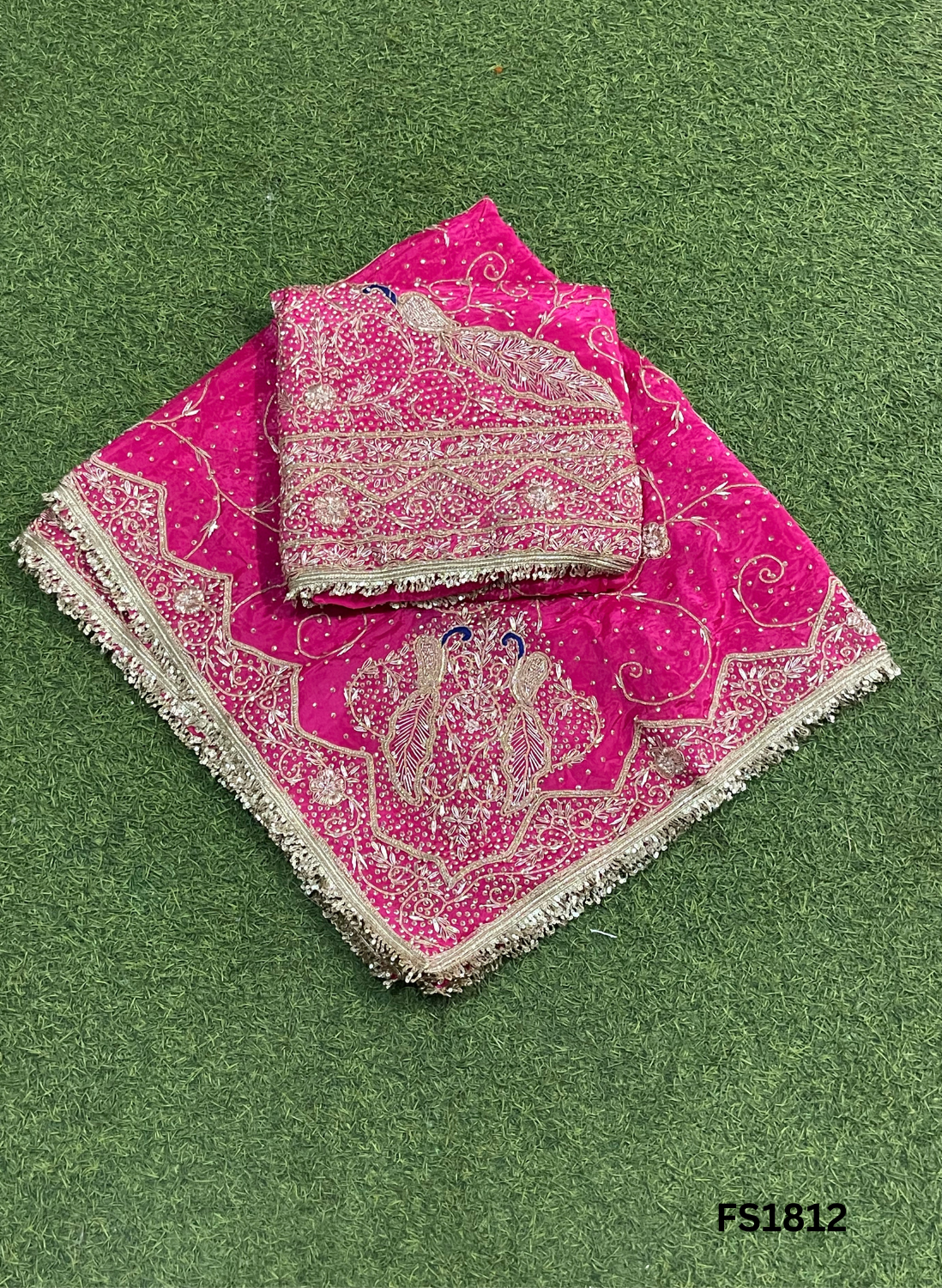 FS1812 | Hot-Pink | Crepe Suit | Hand-Work | Party Wear | Wedding | Ring Ceremony | Festival | Bridal Suit