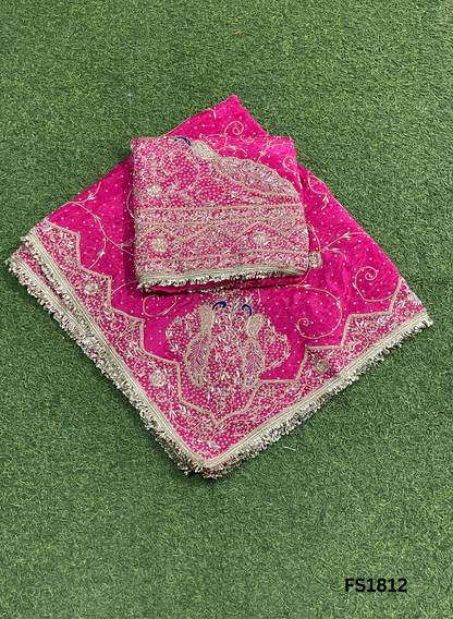 FS1812 | Hot-Pink | Crepe Suit | Hand-Work | Party Wear | Wedding | Ring Ceremony | Festival | Bridal Suit