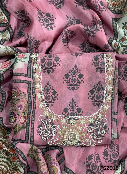 FS2015 | Pink | Crepe Suit | Hand-Work | Party Wear | Wedding | Ring Ceremony | Festival | Bridal Suit