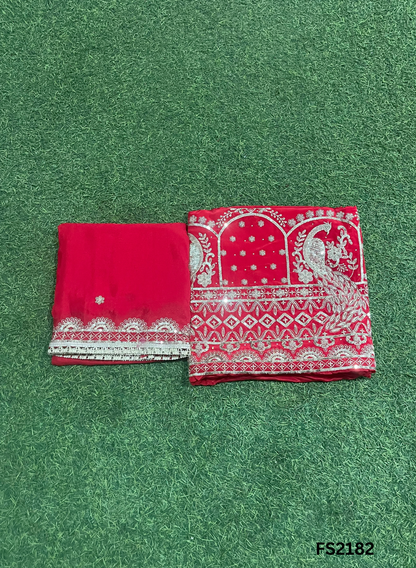 FS2182 | Peacock | Crepe Suit | Kurti-Lehnga | Party Wear | Wedding | Jaggo | Ring Ceremony | Festival