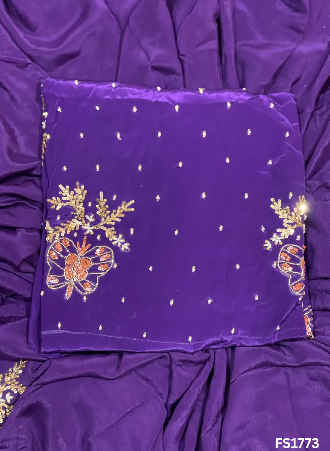 FS1773 | Purple | Crepe Suit | Hand-Work | Party Wear | Wedding | Ring Ceremony | Festival | Bridal Suit