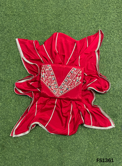 FS1361 | Red | Crepe Suit | Party Wear | Wedding | Ring Ceremony | Festival