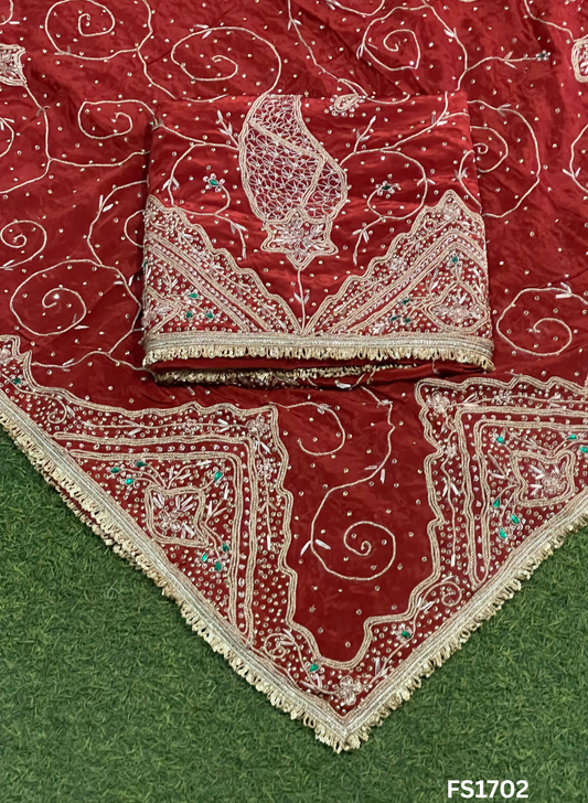 FS1702 | Hot-Pink |   Crepe Suit | Hand-Work | Party Wear | Wedding | Ring Ceremony | Festival | Bridal Suit