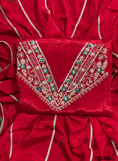 FS1361 | Red | Crepe Suit | Party Wear | Wedding | Ring Ceremony | Festival