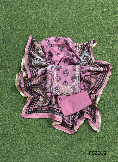 FS2015 | Pink | Crepe Suit | Hand-Work | Party Wear | Wedding | Ring Ceremony | Festival | Bridal Suit