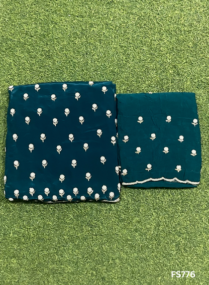 FS776 | Royal Blue | Crepe Suit | Pearl Work | Party Wear | Wedding | Ring Ceremony | Festival |