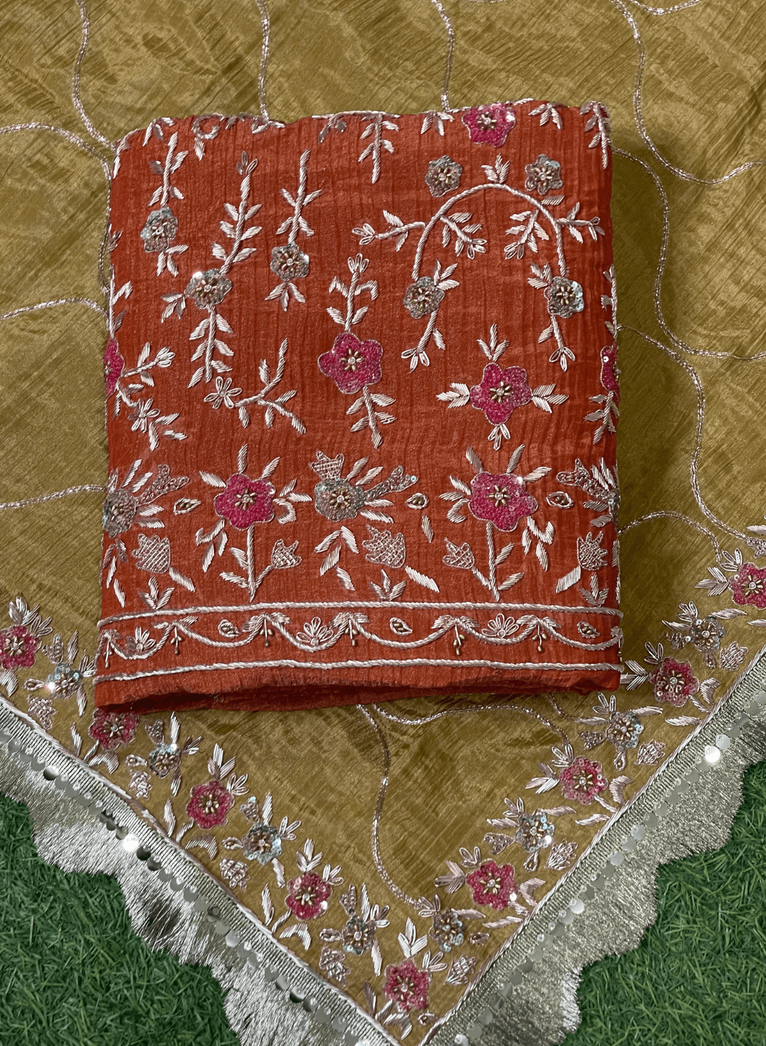 Rust Crush Shimmer Suit | Party Wear | Wedding | Jaggo | Ring Ceremony | Festival | FS492