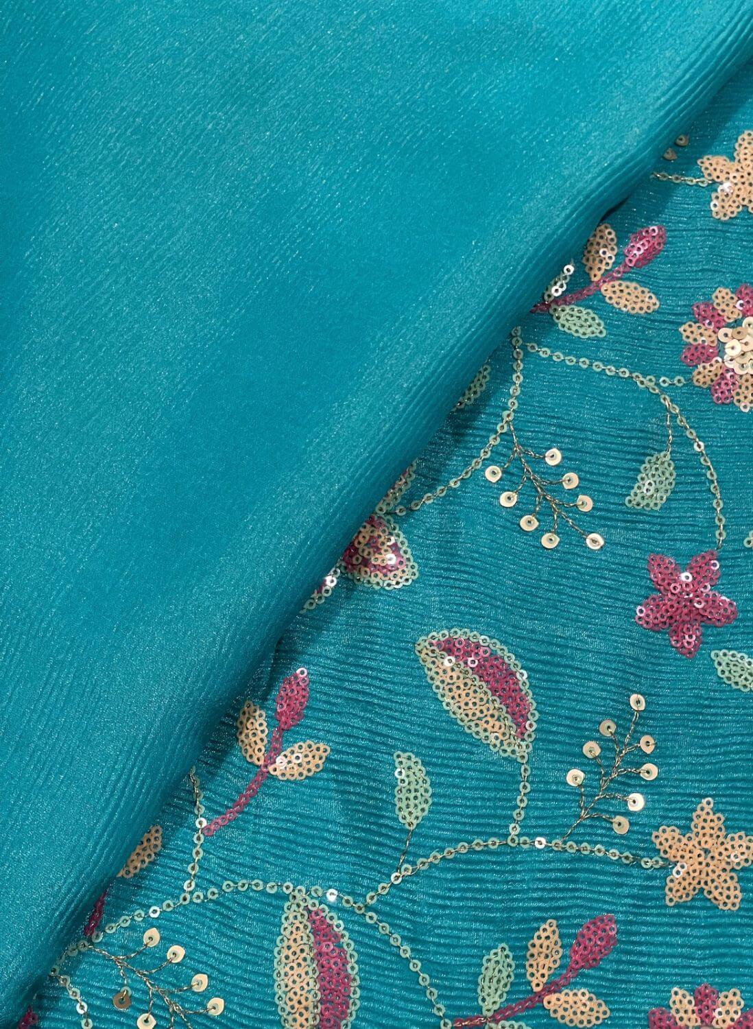 Sky blue Crush Shimmer Suit | Party Wear | Wedding | Jaggo | Ring Ceremony | Festival | FS16