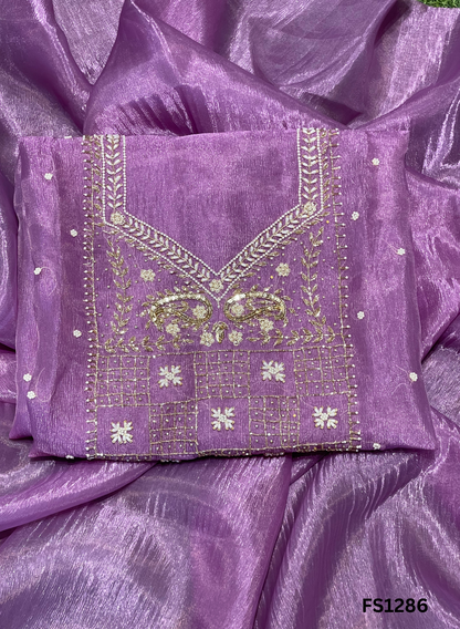 FS1286 | Lavender | Crush Shimmer Suit | Party Wear | Wedding | Jaggo | Ring Ceremony | Festival
