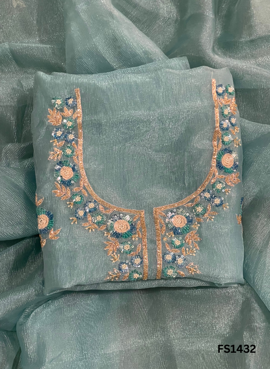 FS1431 | Light-Sky-Blue | Crush Shimmer Suit | Party Wear | Wedding | Jaggo | Ring Ceremony | Festival |