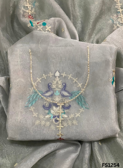 FS1254 | Grey | Crush Shimmer Suit | Party Wear | Wedding | Jaggo | Ring Ceremony | Festival