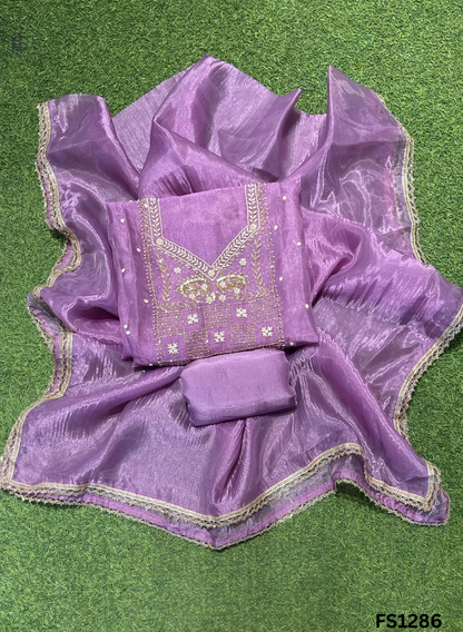 FS1286 | Lavender | Crush Shimmer Suit | Party Wear | Wedding | Jaggo | Ring Ceremony | Festival