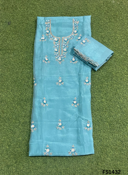 FS1431 | Light-Sky-Blue | Crush Shimmer Suit | Party Wear | Wedding | Jaggo | Ring Ceremony | Festival |